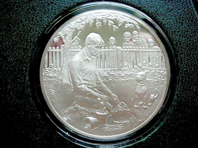 Details about   1-OZ .925 SILVER COIN WOODS ON A SNOWY EVENING NORMAN ROCKWELL  FROST+GOLD GOLD